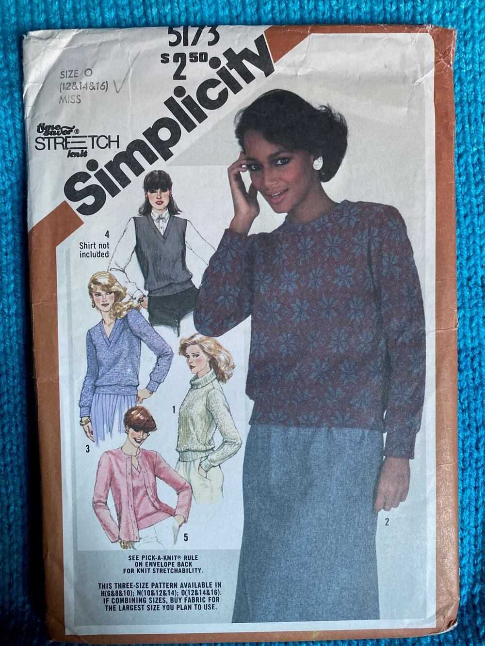Simplicity sewing pattern  5173  top long sleeve vest